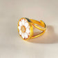 Cameo Ring, handmade gift, MADE IN ITALY, 18K gold ring, floral ring, wedding, minimalistic ring, unique bridal jewelry, waterproof ring