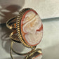 18k Gold Cameo Ring, made in Italy, adjustable ring, statement ring, sea shell cameo, camée, vintage hat, unique gift for her, FREE SHIPPING