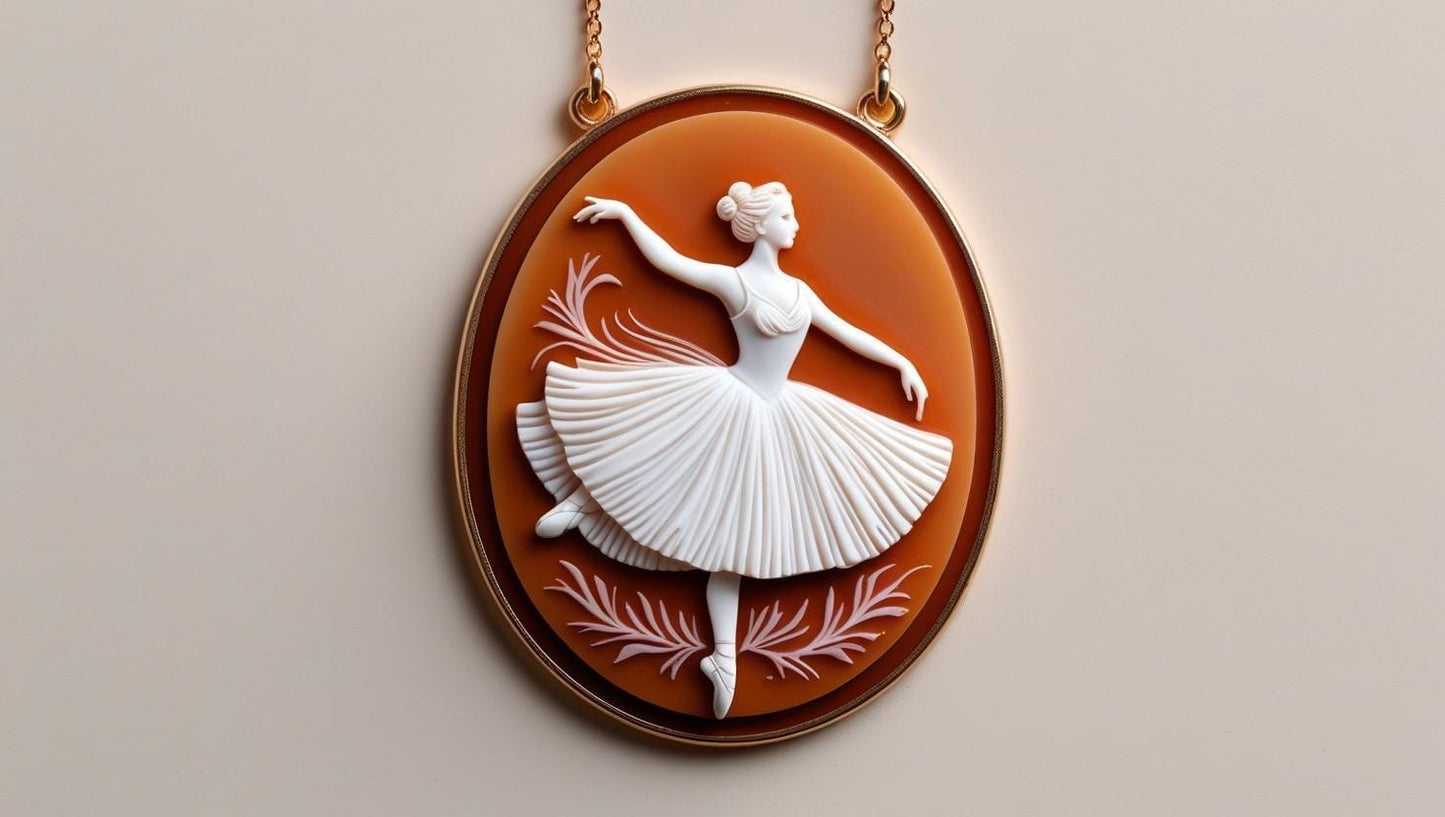Hand-Carved Ballerina Cameo Necklace  Italian Intaglio Art | 18K Gold Plated Sterling Silver | Gift for her | dancer jewelry | feminine