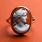 Roman goddess Cameo Ring, inspirational, made in Italy, handmade ring, gift for mother, unique handmade gift for daughter, 18K gold ring