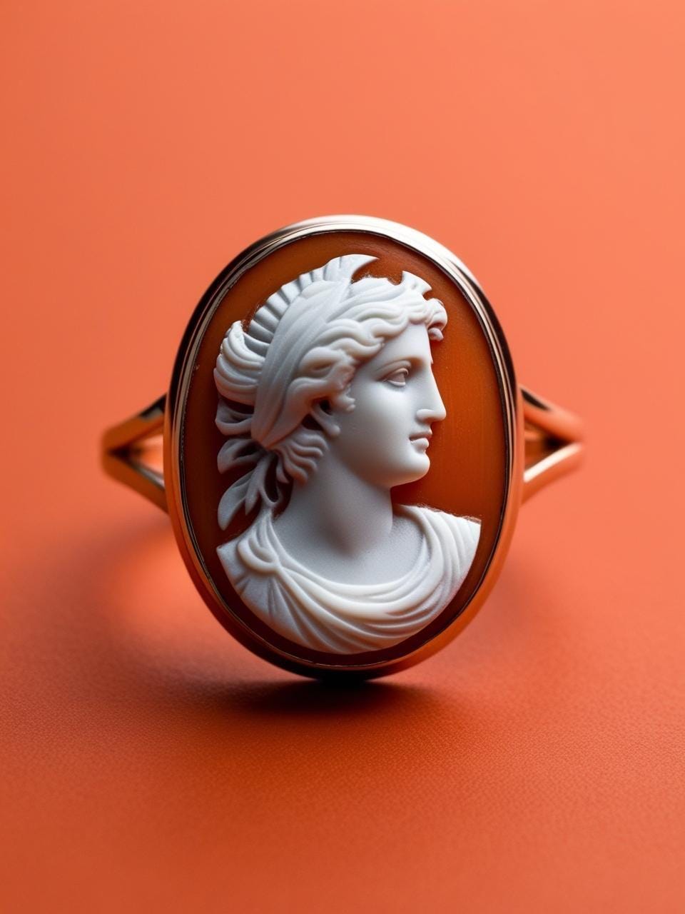 Roman goddess Cameo Ring, inspirational, made in Italy, handmade ring, gift for mother, unique handmade gift for daughter, 18K gold ring