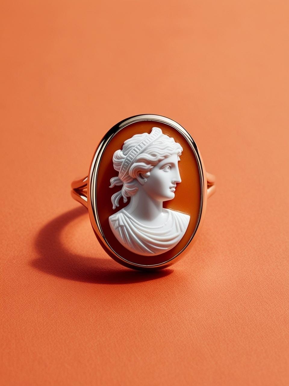 Roman goddess Cameo Ring, inspirational, made in Italy, handmade ring, gift for mother, unique handmade gift for daughter, 18K gold ring