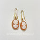 18K gold earrings, drop Cameo earrings, wedding anniversary gift, bridal jewelry, made in Italy, custom unique gift, camée, fall wedding