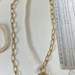 Cable link chain pearl necklace, pearl necklace, 18k gold necklace, waterproof golden necklace, link chain necklace, toggle clasp link chain