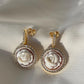 18kt gold drop earrings, Cameo earrings, stud earrings, glam earrings, wedding, bridal jewelry, made in Italy, rose earrings, silver earring