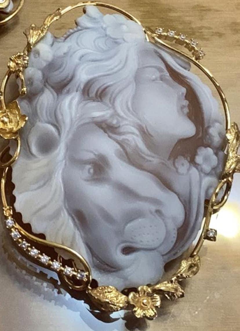 MTO Genuine cameo necklace, Lion necklace, made in Italy, silver sterling 925, personalised gift for her, bridal jewelry, animal lover, gift