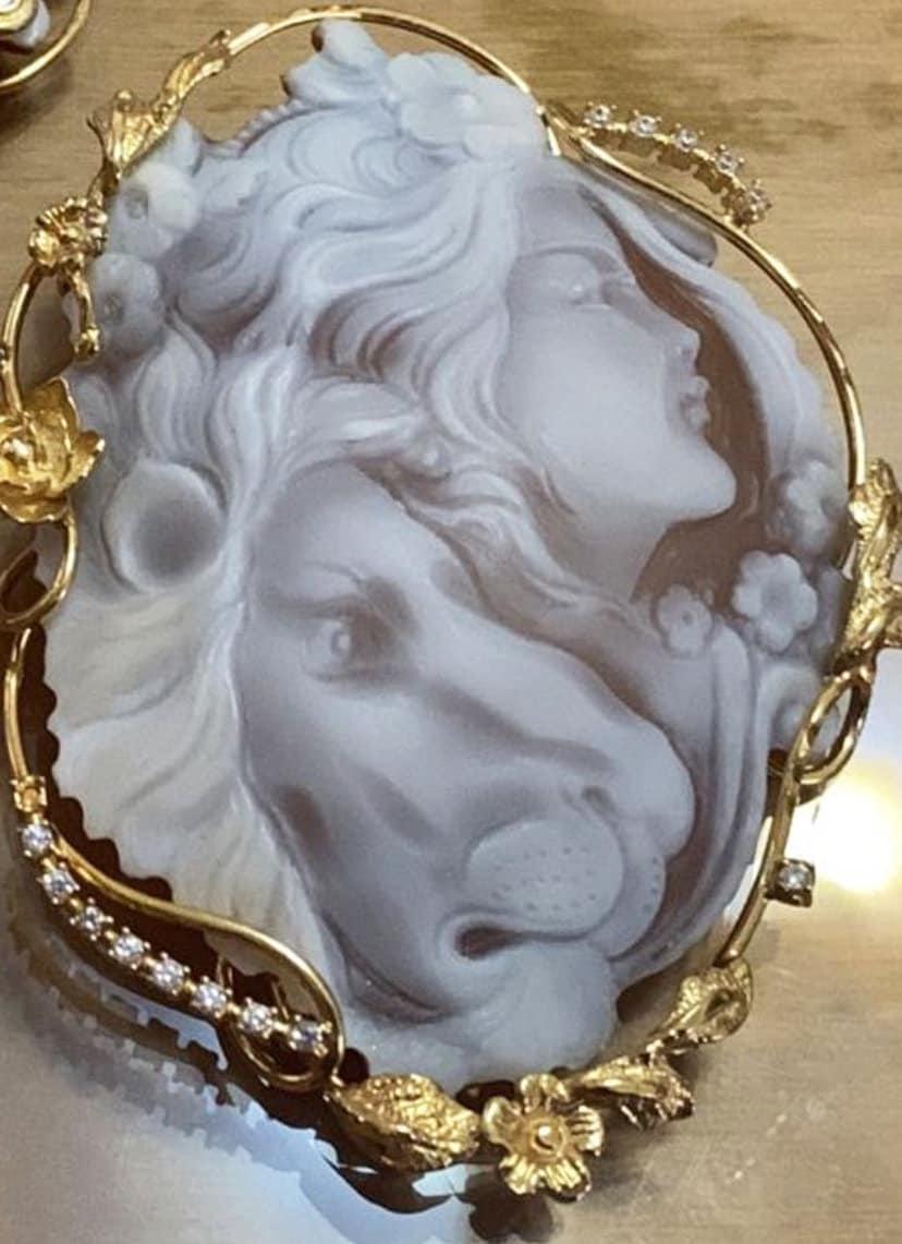 MTO Genuine cameo necklace, Lion necklace, made in Italy, silver sterling 925, personalised gift for her, bridal jewelry, animal lover, gift