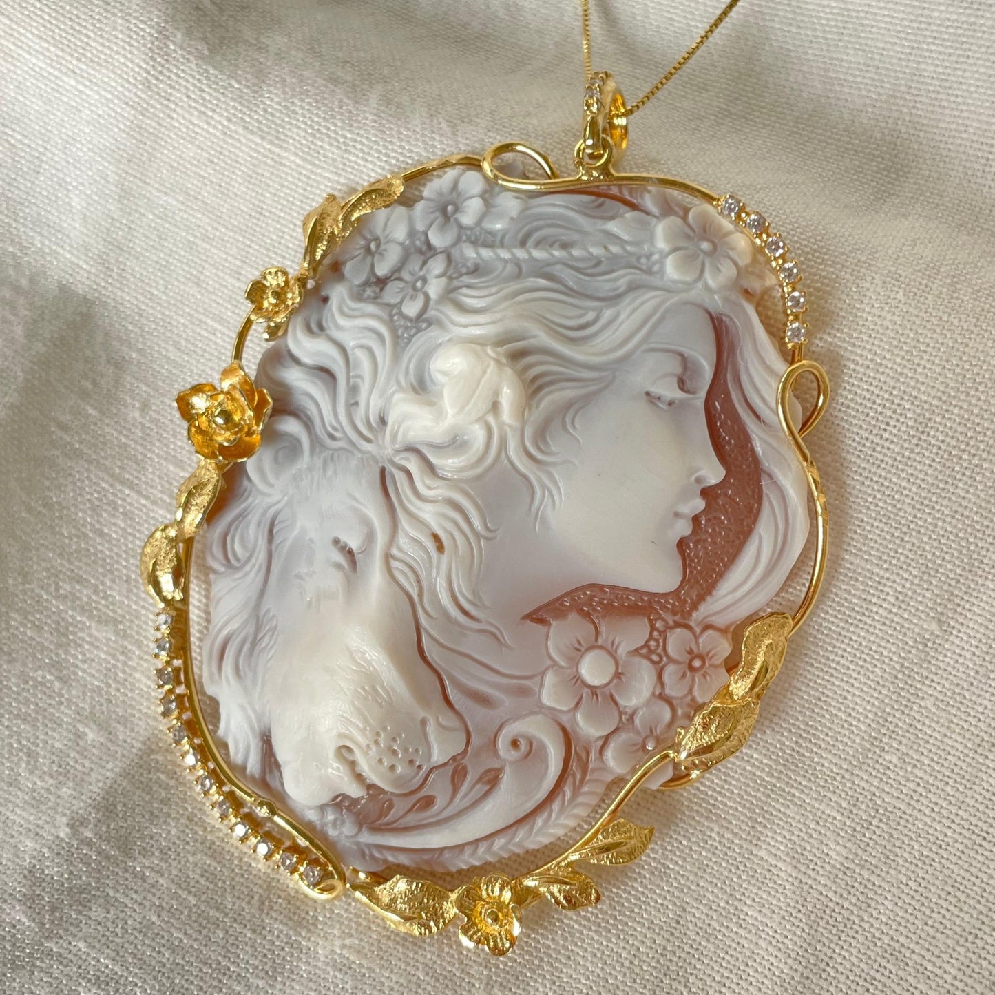 MTO Genuine cameo necklace, Lion necklace, made in Italy, silver sterling 925, personalised gift for her, bridal jewelry, animal lover, gift