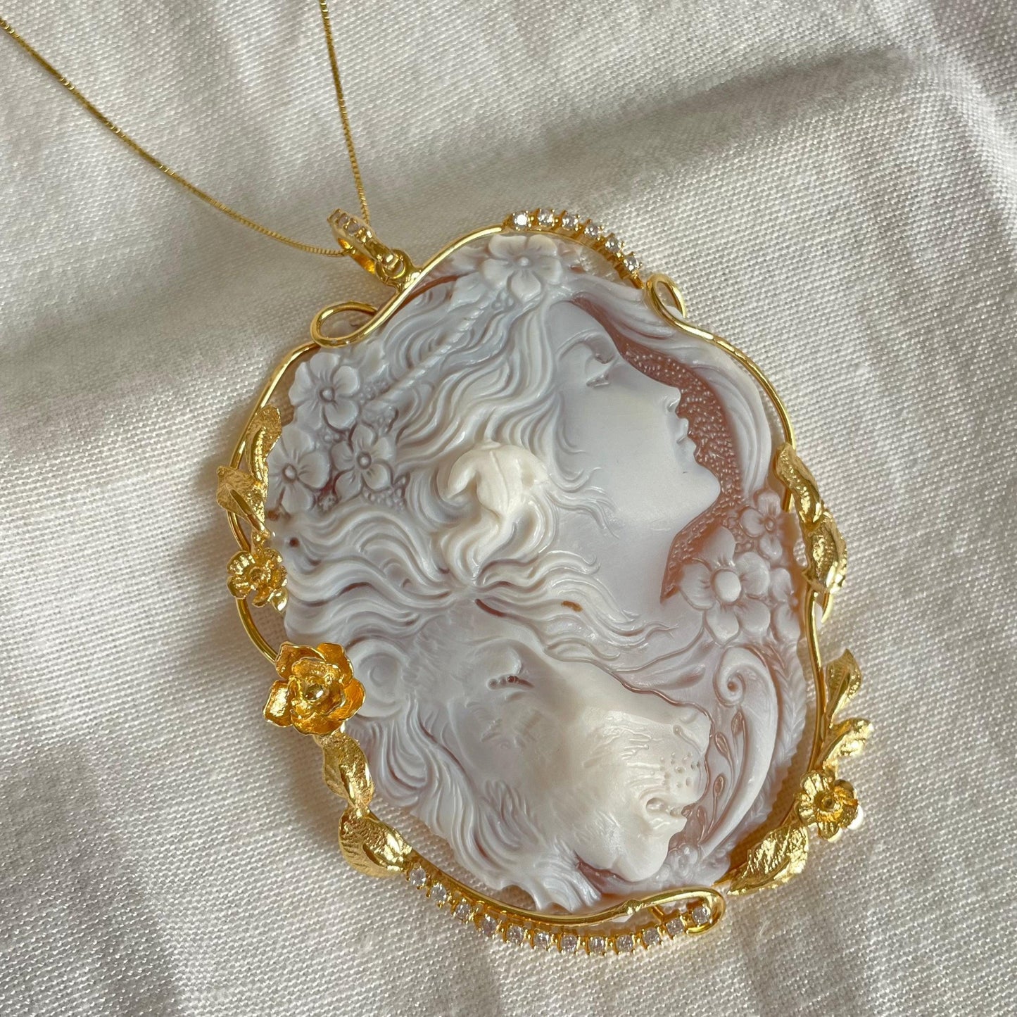MTO Genuine cameo necklace, Lion necklace, made in Italy, silver sterling 925, personalised gift for her, bridal jewelry, animal lover, gift