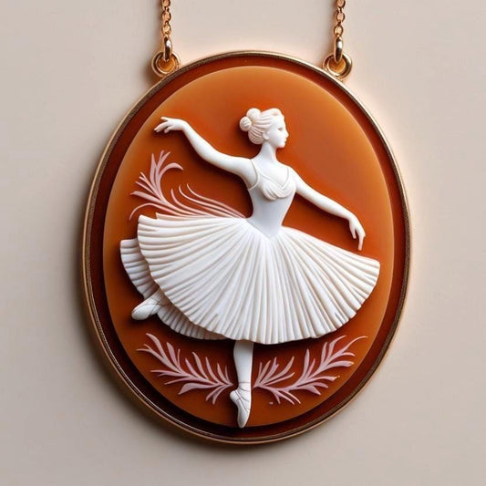 Handmade Ballerina Cameo Necklace  Italian Intaglio Art | 18K Gold Plated Sterling Silver | Gift for her | dancer jewelry | feminine art