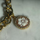 Choaker charm necklace, cable link chain necklace, flower cameo pendant, floral charm, 18k gold necklace, waterproof necklace, layered neckl