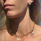 Choaker charm necklace, cable link chain necklace, flower cameo pendant, floral charm, 18k gold necklace, waterproof necklace, layered neckl