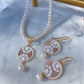 Floral cameo set, freshwater pearls, personalised gift for her, bridal necklace, wedding, dainty necklace, jewelry set, cameo jewelry, mom