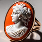 Roman goddess Cameo Ring, inspirational, made in Italy, handmade ring, gift for mother, unique handmade gift for daughter, 18K gold ring