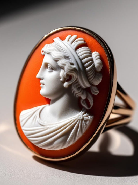 Roman goddess Cameo Ring, inspirational, made in Italy, handmade ring, gift for mother, unique handmade gift for daughter, 18K gold ring