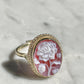 Red Rose cameo adjustable ring, 18k gold plated, gift for her