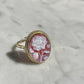 Red Rose cameo adjustable ring, 18k gold plated, gift for her