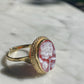 Red Rose cameo adjustable ring, 18k gold plated, gift for her
