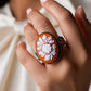 Floral Cameo Ring, made in Italy, trending 2025, gifts under 100, moms gift, unique handmade gift for daughter, 18K gold ring, free shipping