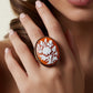 Floral Cameo Ring, made in Italy, trending 2025, gifts under 100, moms gift, unique handmade gift for daughter, 18K gold ring, free shipping