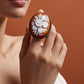 Floral Cameo Ring, made in Italy, trending 2025, gifts under 100, moms gift, unique handmade gift for daughter, 18K gold ring, free shipping