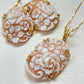 Golden Cameo earrings, mother gift, 18k gold earrings