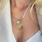 Cable link chain pearl necklace, pearl necklace, 18k gold necklace, waterproof golden necklace, link chain necklace, toggle clasp link chain
