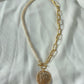Cable link chain pearl necklace, pearl necklace, 18k gold necklace, waterproof golden necklace, link chain necklace, toggle clasp link chain