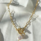 cable link chain necklace, pearl pendant, 18k gold necklace, waterproof golden necklace, link chain necklace, toggle clasp link chain, mom
