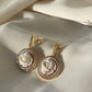 18kt gold drop earrings, Cameo earrings, stud earrings, glam earrings, wedding, bridal jewelry, made in Italy, rose earrings, silver earring