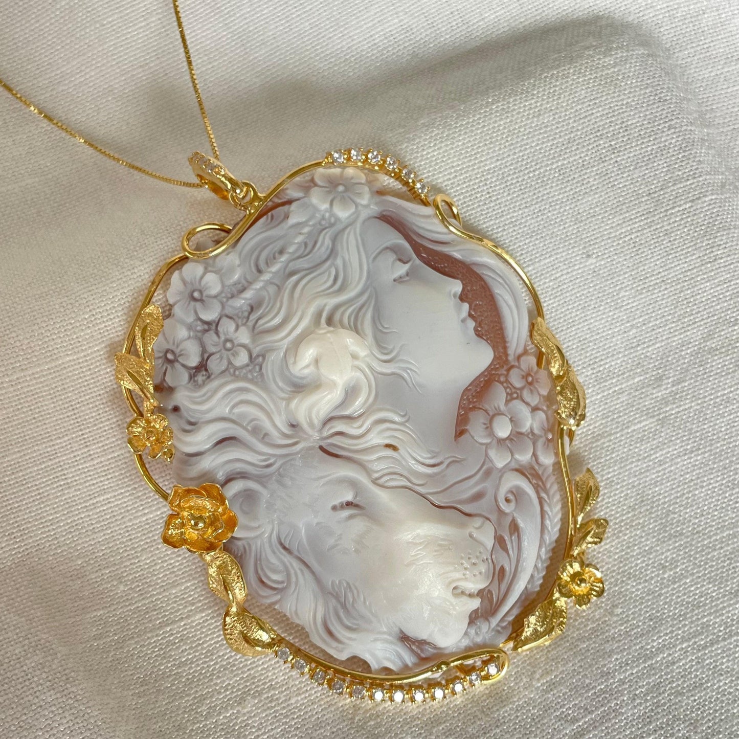 MTO Genuine cameo necklace, Lion necklace, made in Italy, silver sterling 925, personalised gift for her, bridal jewelry, animal lover, gift