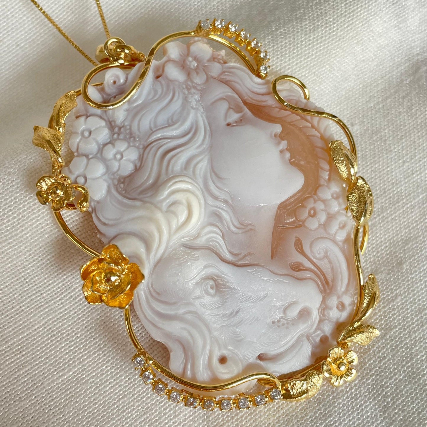 MTO Genuine cameo necklace, Lion necklace, made in Italy, silver sterling 925, personalised gift for her, bridal jewelry, animal lover, gift