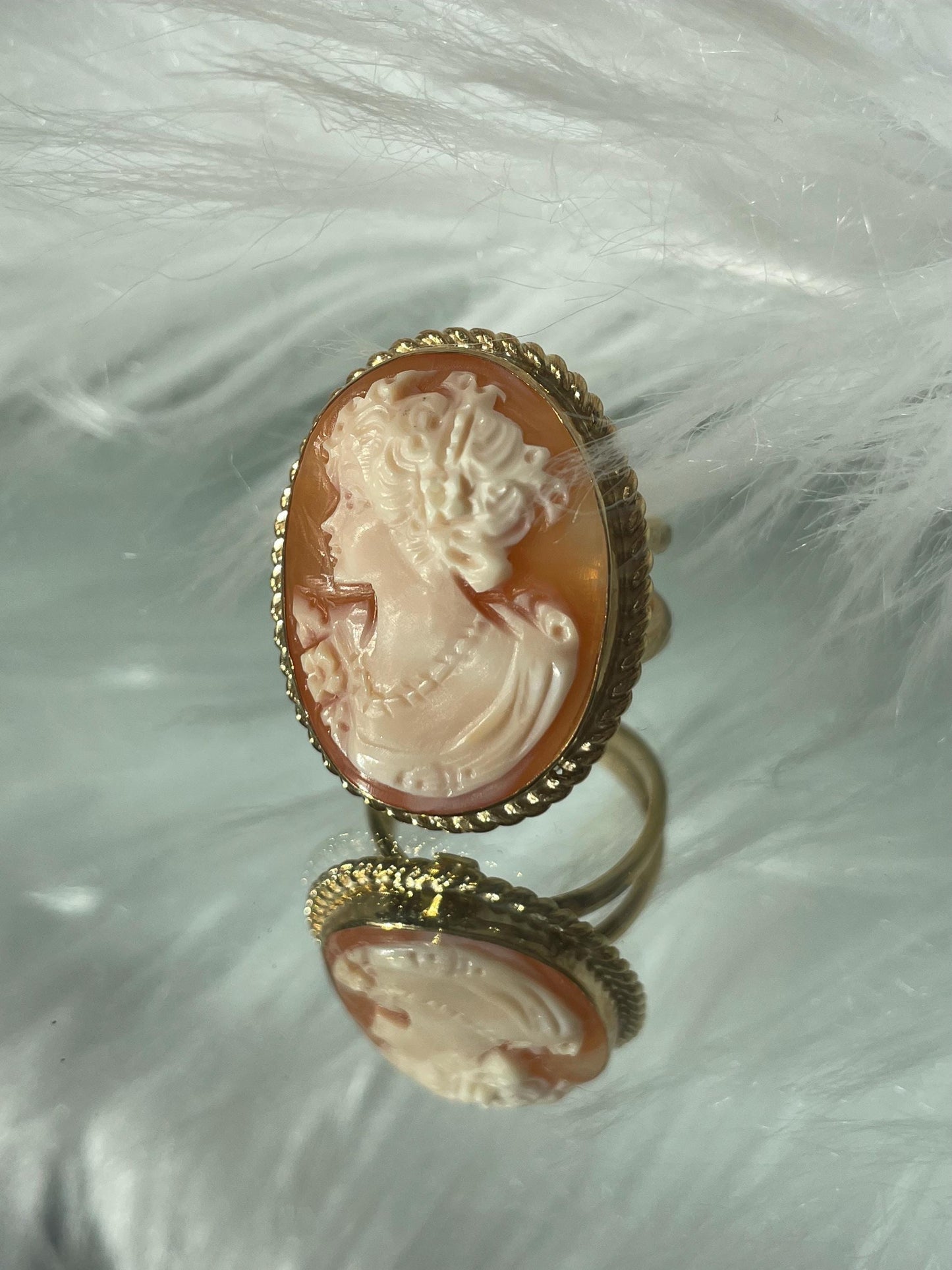 18k Gold plated Cameo Ring, waterproof ring, made in Italy, adjustable ring, statement ring, sea shell cameo, camée, unique gift for her