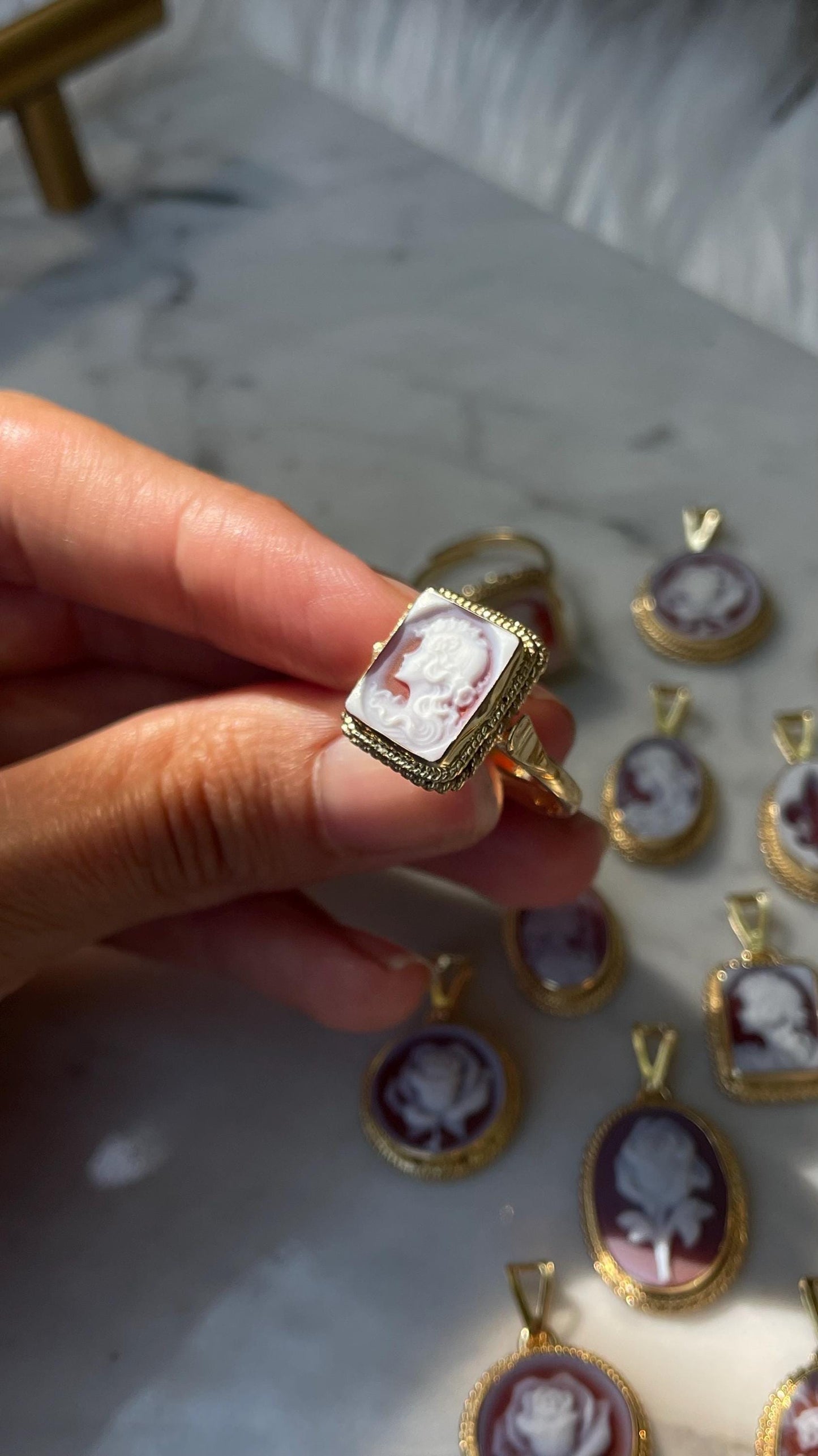 Square cameo ring