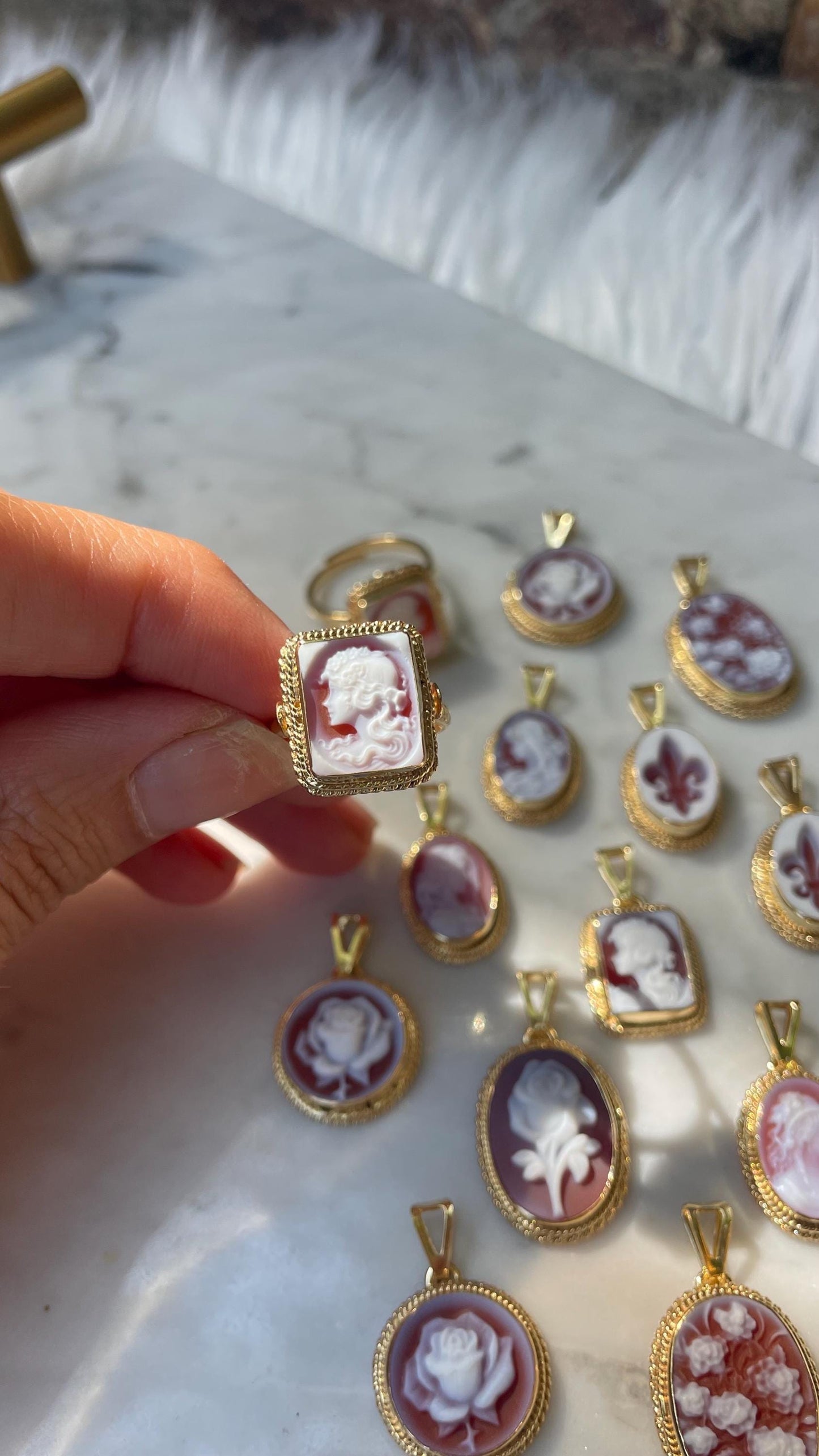 Square cameo ring