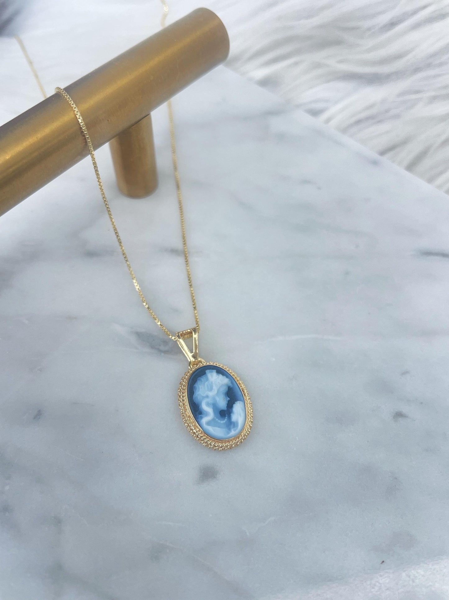 Mother & Child blue cameo necklace, 18k gold, silver sterling, made in Italy, gift for her, Virgin Mary, cameo necklace, jesus necklace, mom