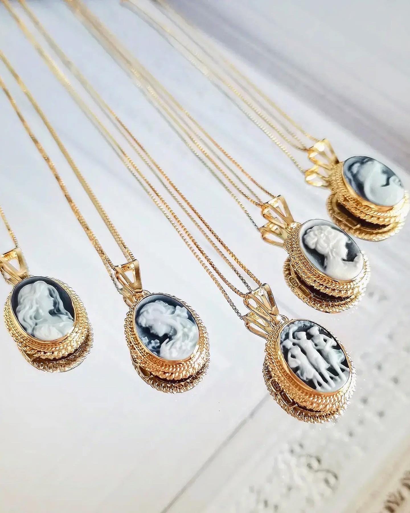 Blue Cameo Swan Necklace
