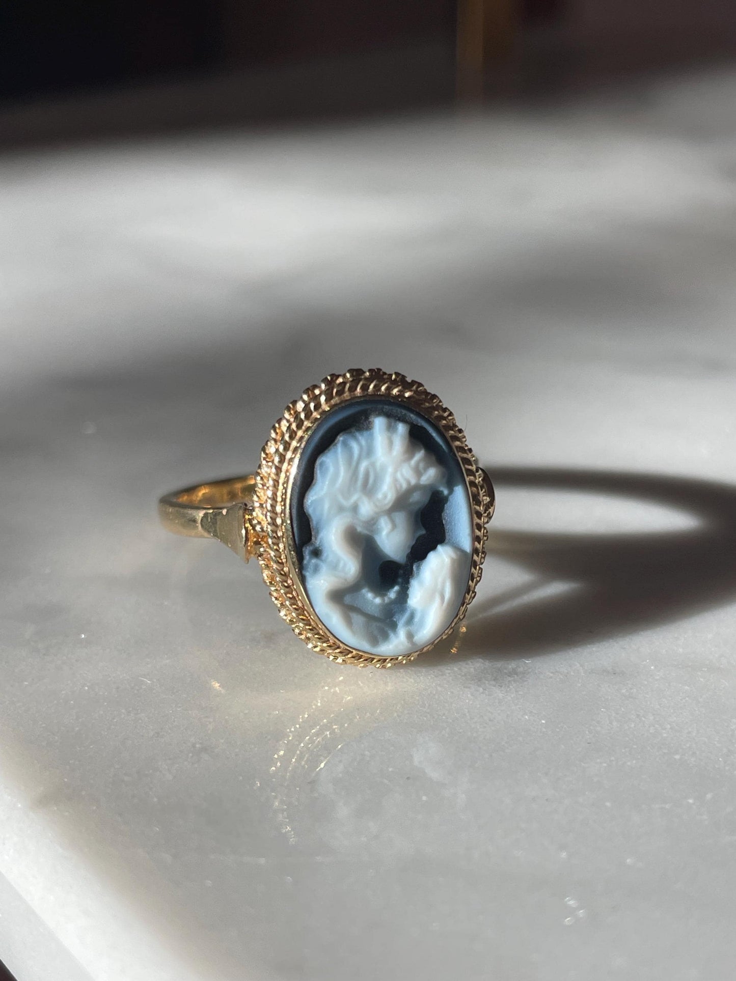 Mother & Child cameo ring, Blue cameo, adjustable ring, 18kt gold ring, gift for mom, ITALY, Jesus and Mary, baby Jesus ring, virgin Mary