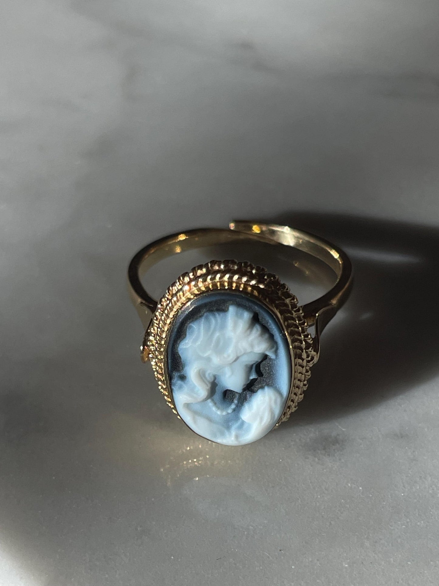 Mother & Child cameo ring, Blue cameo, adjustable ring, 18kt gold ring, gift for mom, ITALY, Jesus and Mary, baby Jesus ring, virgin Mary