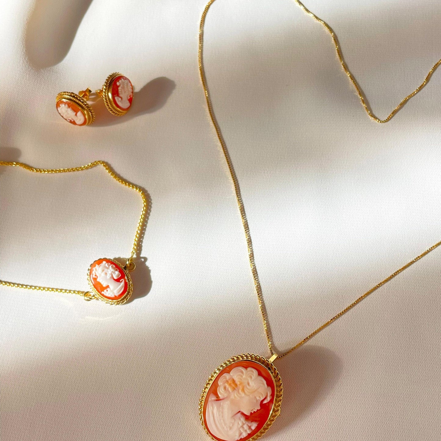 Handcrafted Square Cameo Earrings