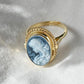 Blue cameo adjustable ring, golden silver sterling 925, gift for her, made in Italy, Mother of the bride, victorian style, gold cameo ring
