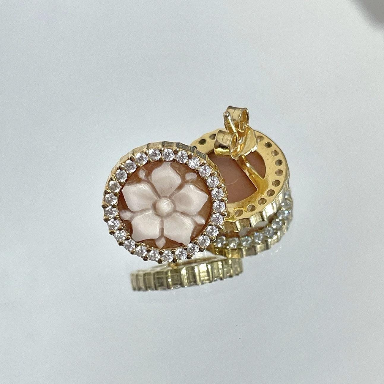 18K Gold Cameo Earrings, waterproof cameo earrings, anniversary bride gift, made in Italy, minimalistic earrings, jewelry set, stud earrings