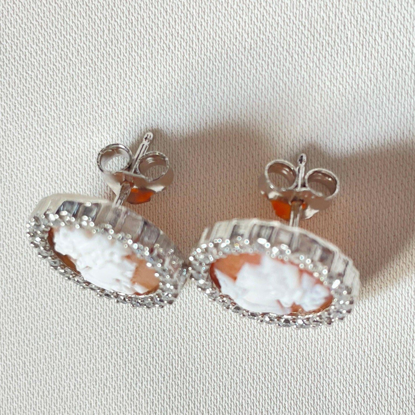 Cameo earrings, anniversary and wedding gift, minimalist earrings, made in Italy, silver earrings, jewelry, waterproof stud earrings, mom