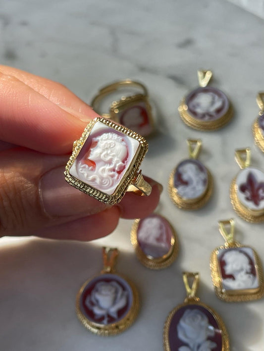Square cameo ring