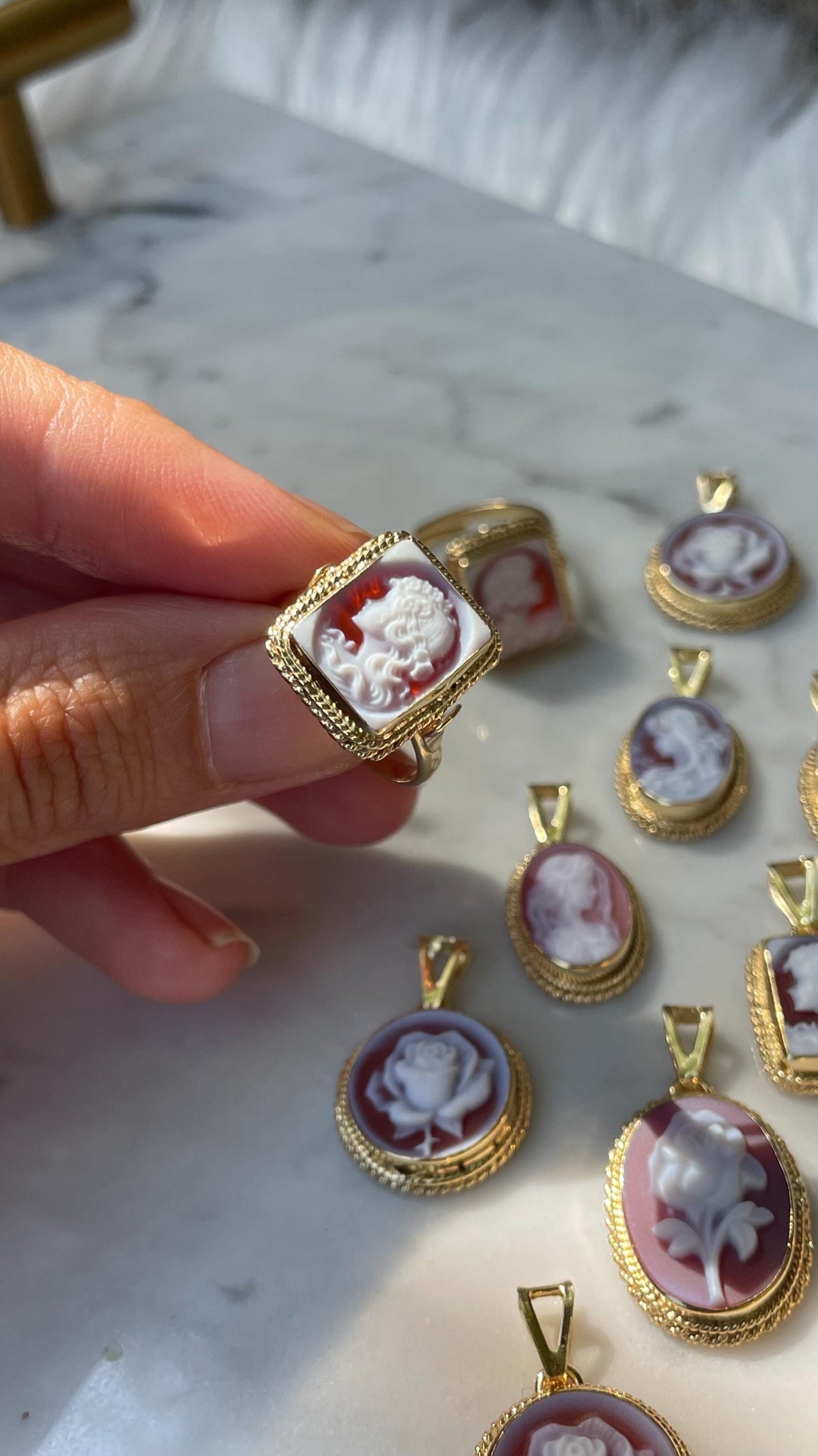 Square cameo ring