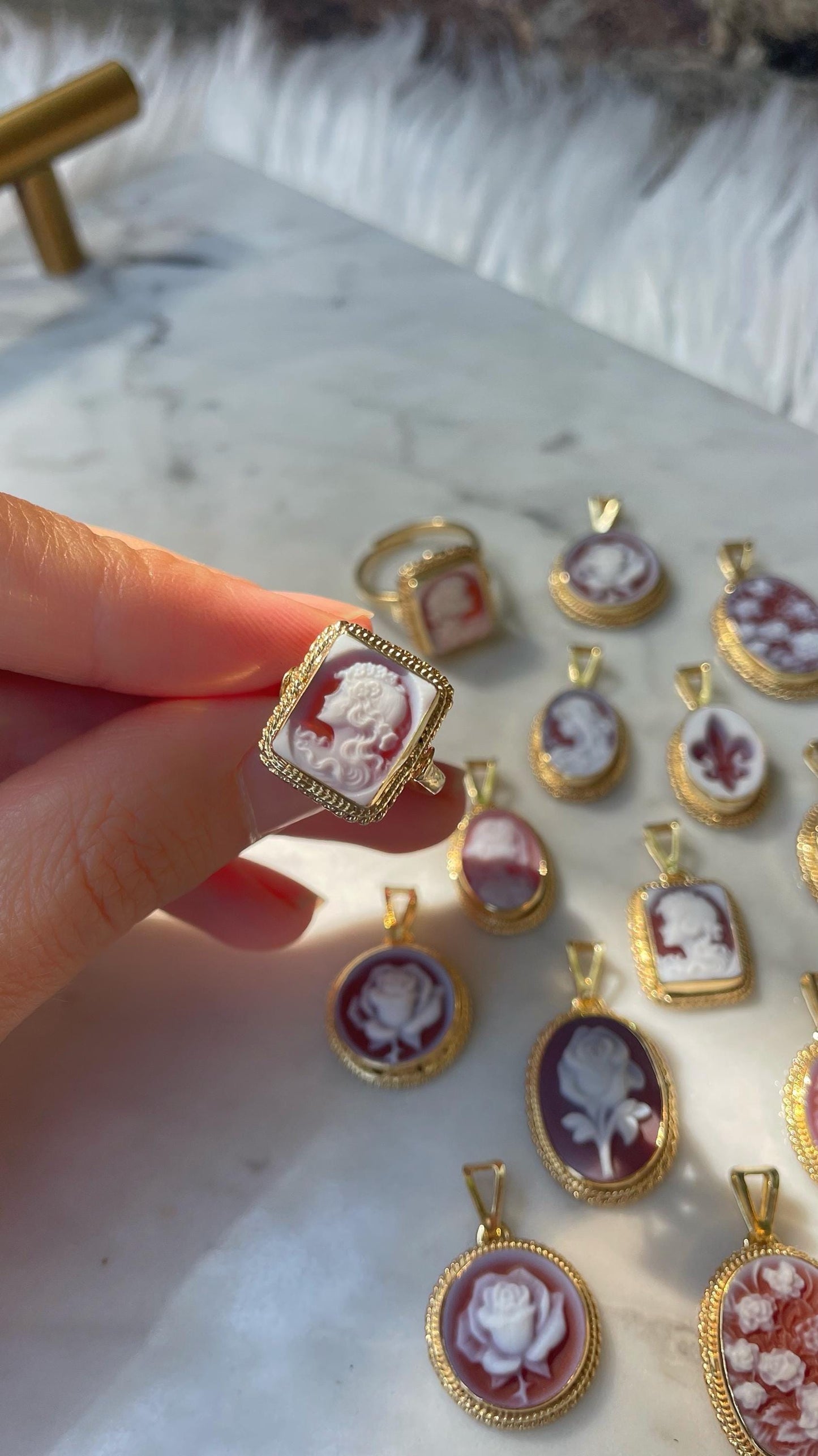 Square cameo ring