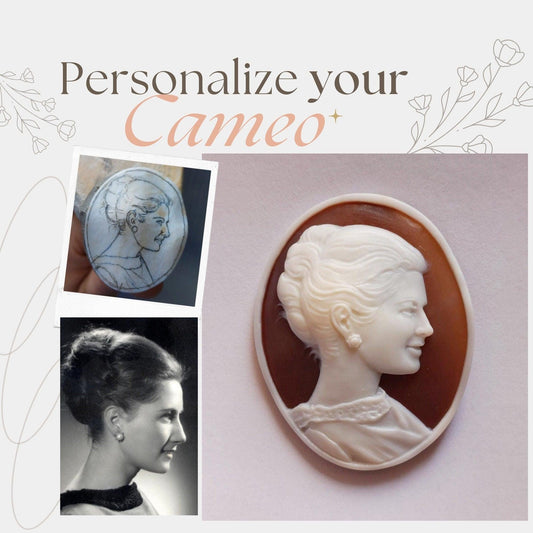 Personalized Portrait Cameo Necklace, Handmade Shell Jewelry, Made in Italy