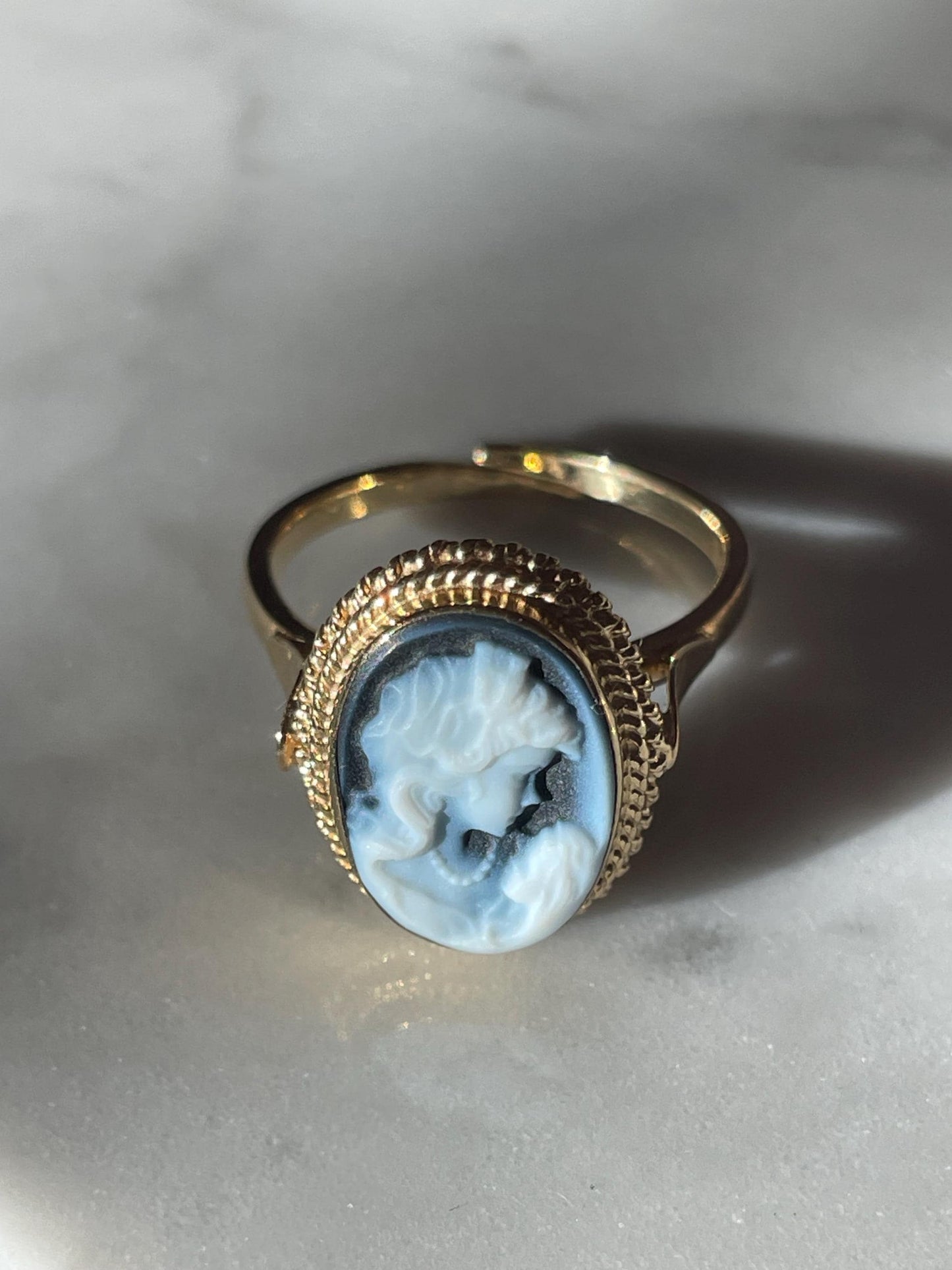 Mother & Child cameo ring, Blue cameo, adjustable ring, 18kt gold ring, gift for mom, ITALY, Jesus and Mary, baby Jesus ring, virgin Mary