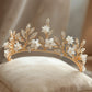 Floral tiara with golden leaves