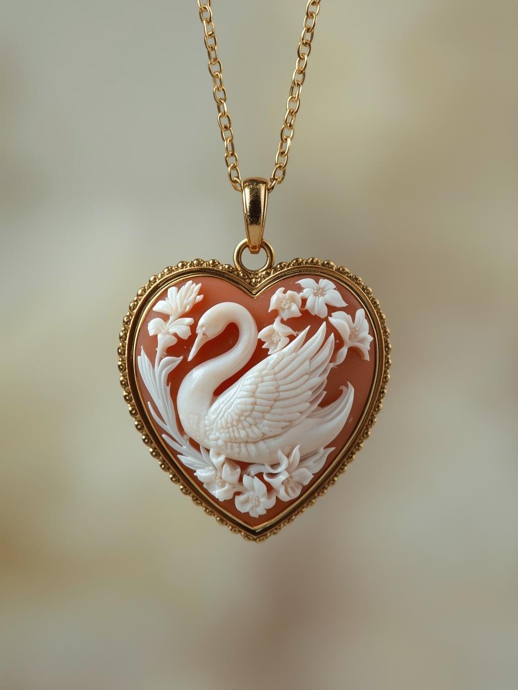 Swan cameo necklace